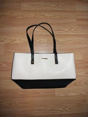 Black and White Tote Bag with Double Straps